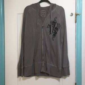 Gray with diamond zip up